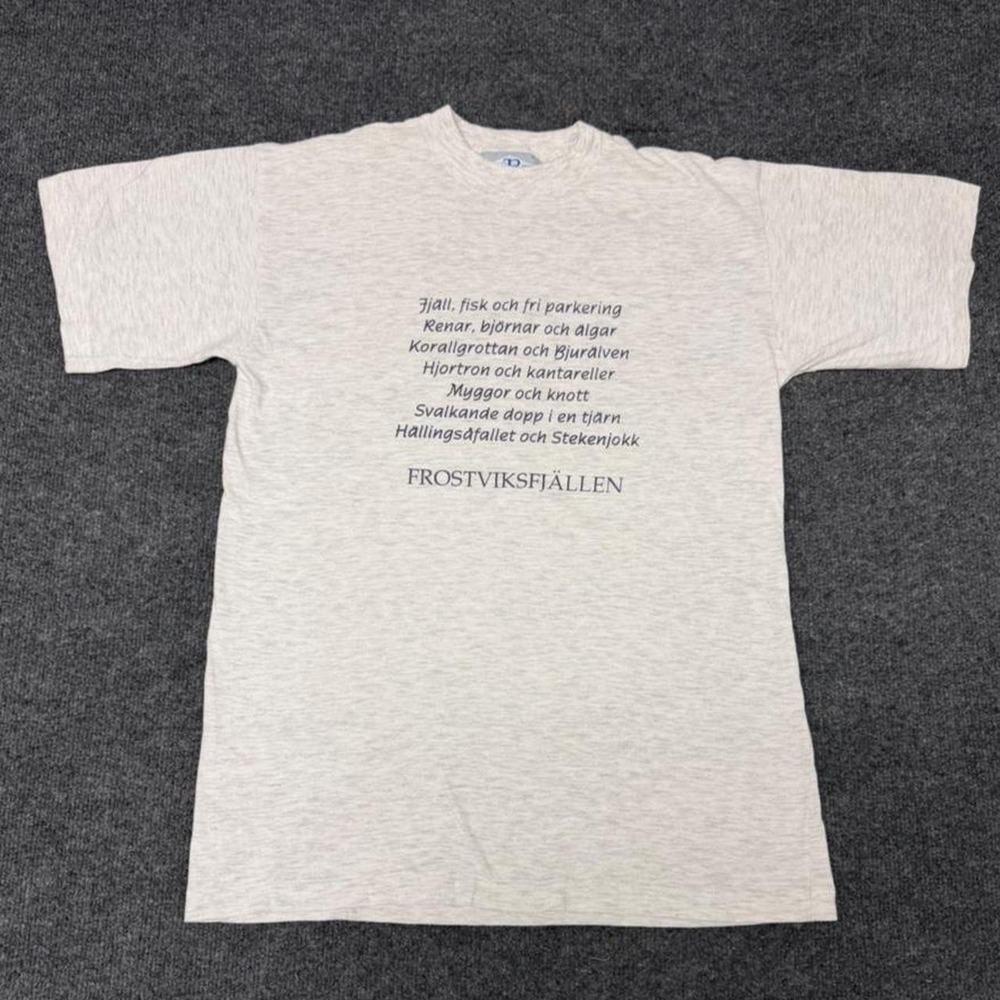 Vintage 90s Sweden Frostviksfjallen T-Shirt Mens Small Grey The Best B Single St